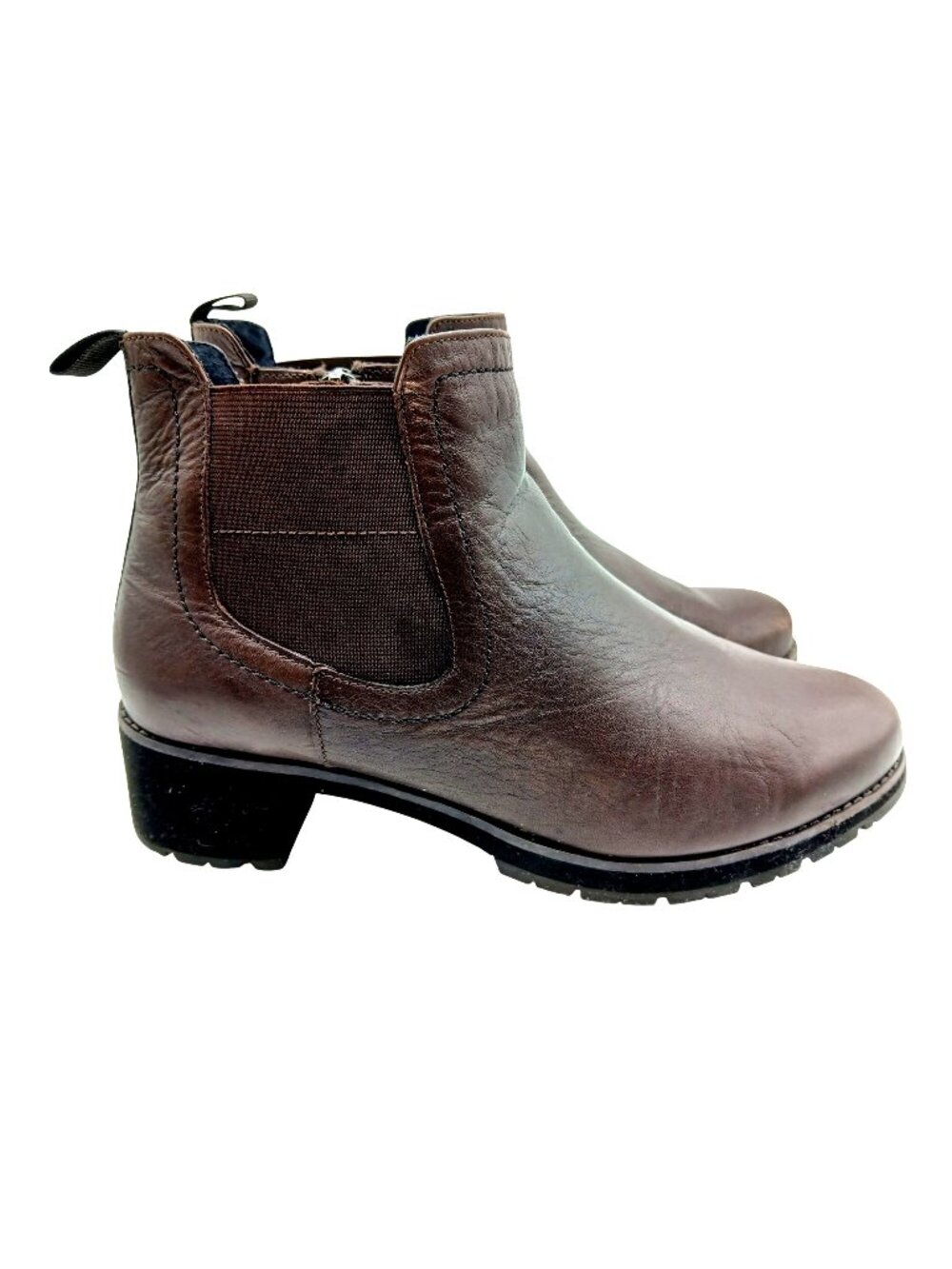 Munro Womens Brown Leather Darcy Ankle Boots Size 10 W Wide Side Elastic Heeled